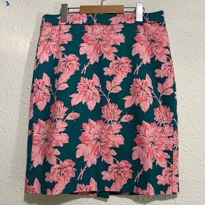 J. Crew Mercantile women's 4 Floral Print Pencil Skirt Green‎ Pink Career NWOT